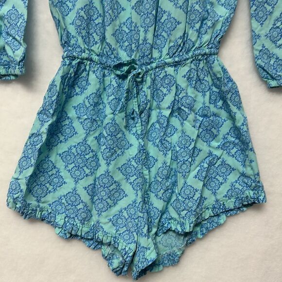 LANI LAU ROMPER 3/4 Sleeve Tropical Print Sz S/M - Picture 3 of 6